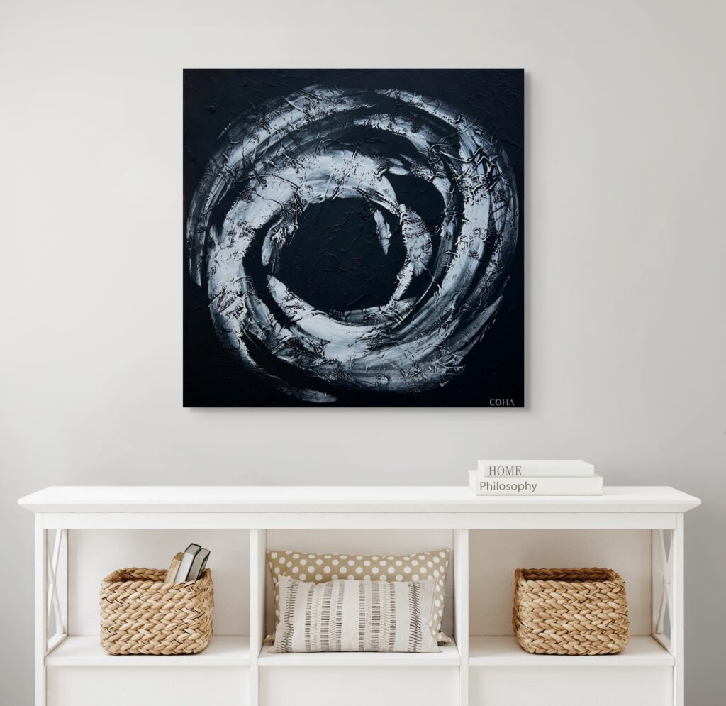 Abstract circular black and white painting, COHA collection