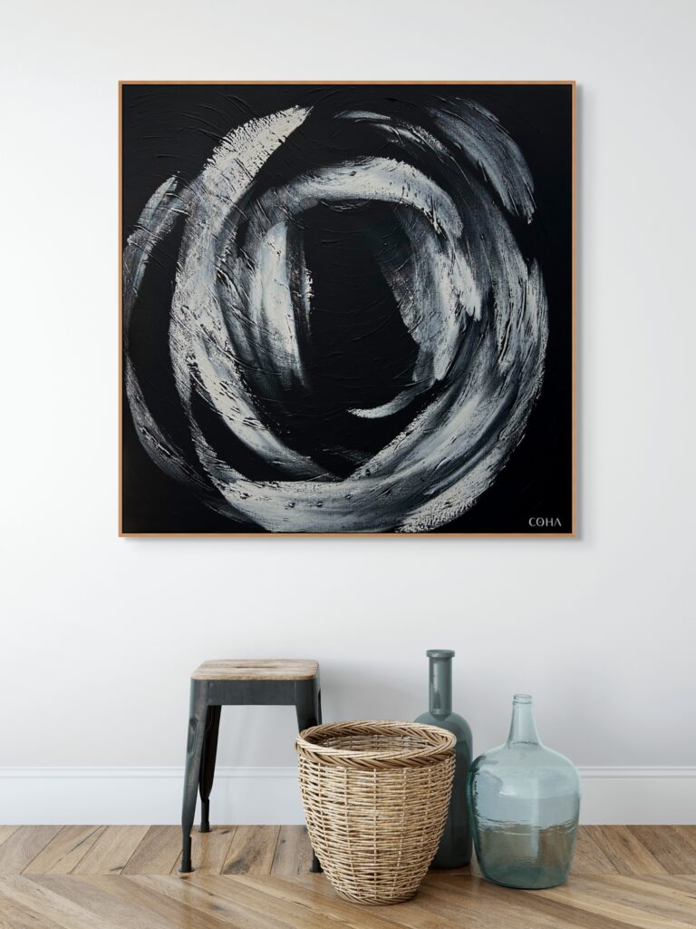 Abstract circular black and white painting, COHA collection