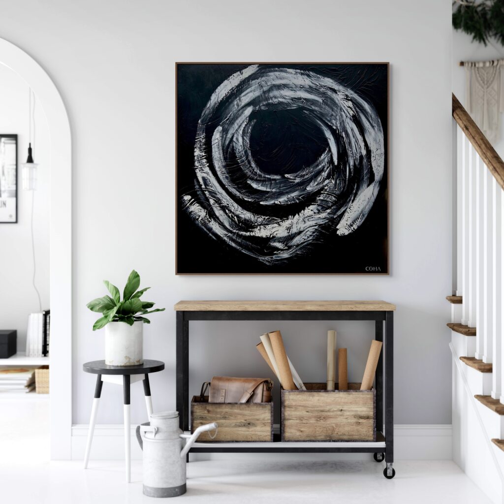 Abstract circular black and white painting, COHA collection