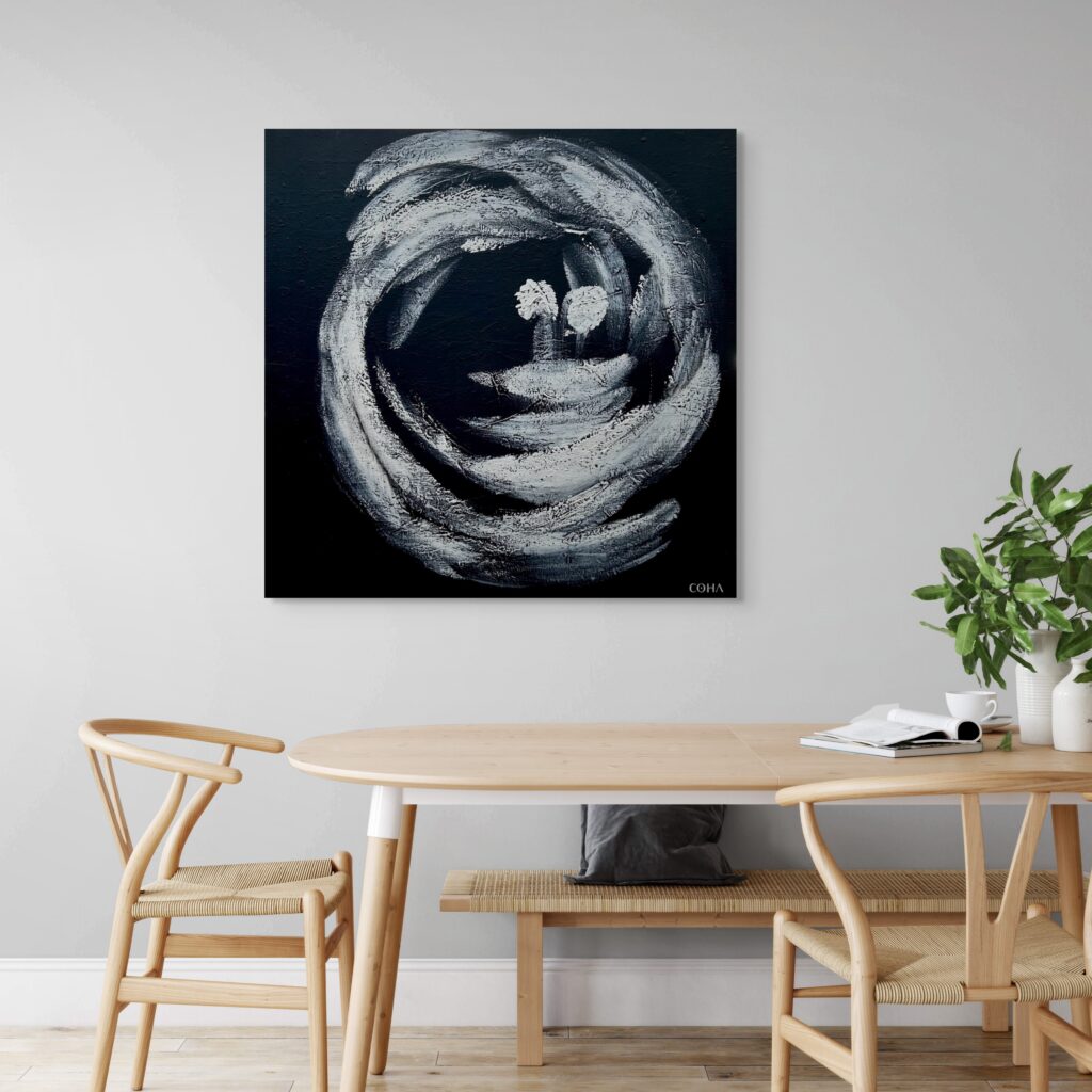 Abstract circular black and white painting, COHA collection